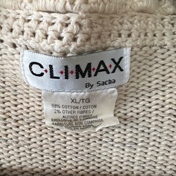 Climax by Sacha Vintage Cream & Black Embroidered Sparkly Knit Cardigan XL - Picture 4 of 11